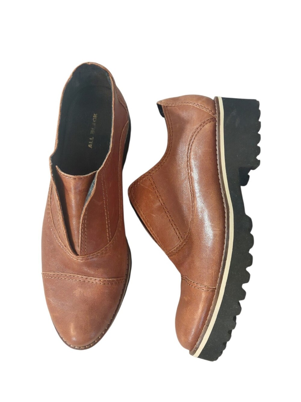 Nordstrom's Brown Leather Chunky Sole Slip-On Loafer Shoes Size 10